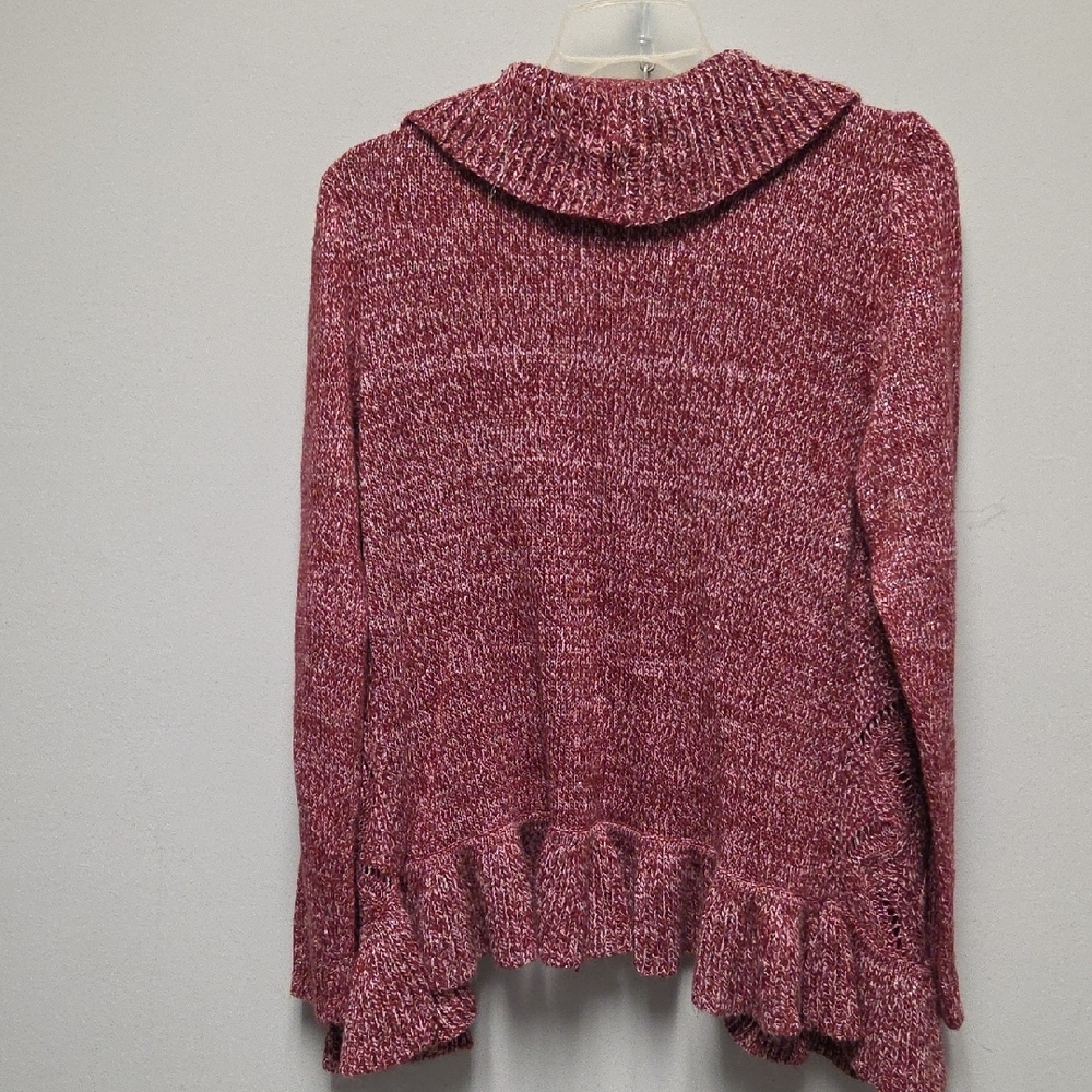 Emily Rose Maroon Ruffle Cardigan - Picture 4 of 4